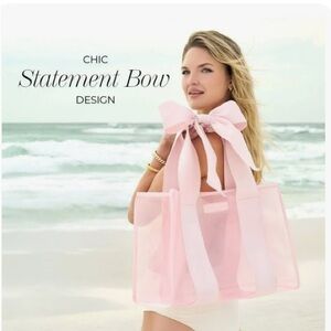 Chic Pink Statement Bow Tote Bag